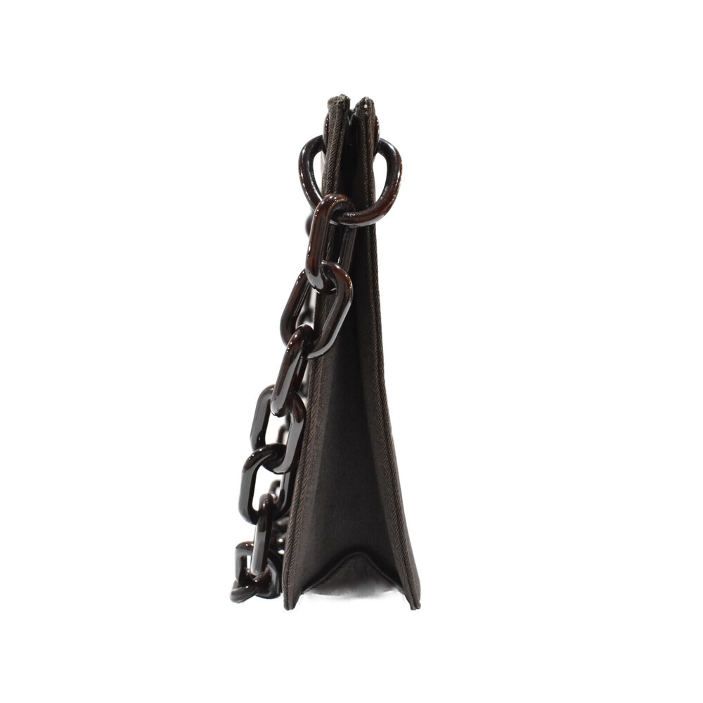 PRADA Chain Shoulder Bag Dark Brown Black - Picture 3 of 7